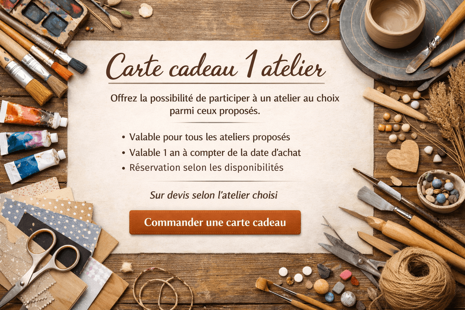 Carte cadeau 1 atelier