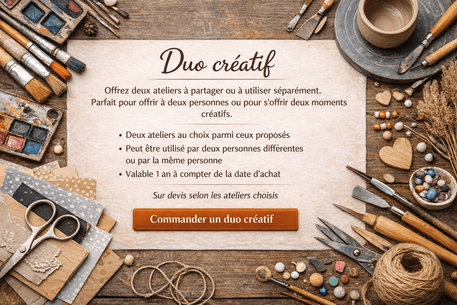 Duo créatif (2 ateliers)