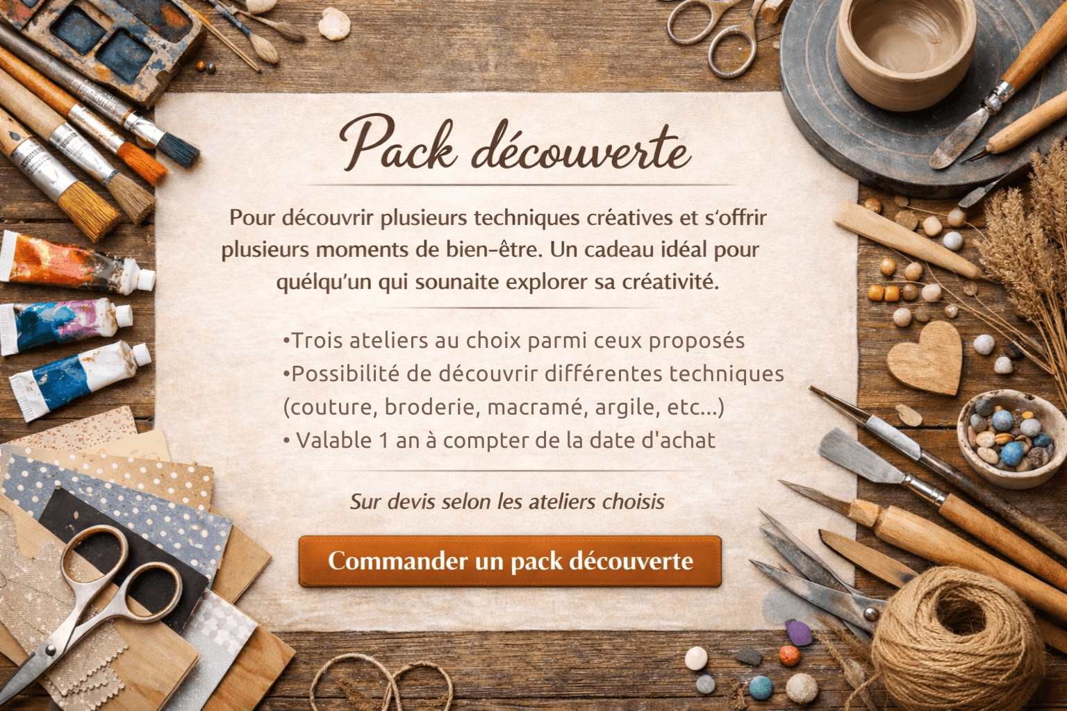 Pack découverte (3 ateliers)