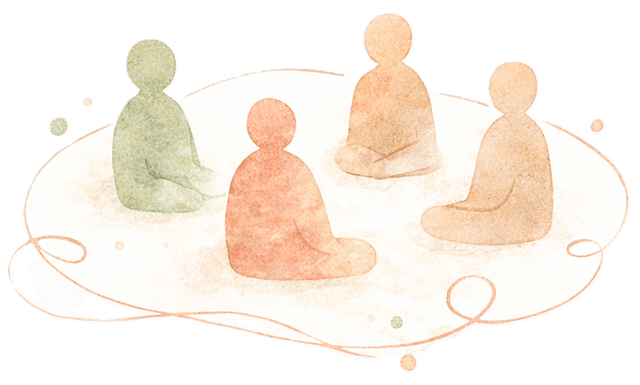 Illustration représentant un petit groupe bienveillant